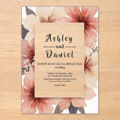 Elegante Dusty Blush Roze Waterverf Bloemen Huweli Acryl Uitnodigingen (Voorkant)