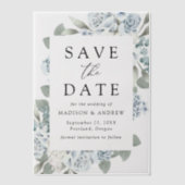 Elegante Dusty Floral Wedding Save the Date Vellum Uitnodigingen (Voorkant)