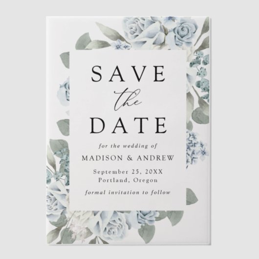Elegante Dusty Floral Wedding Save the Date Vellum Uitnodigingen (Voorkant)
