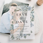Elegante Dusty Floral Wedding Save the Date Vellum Uitnodigingen