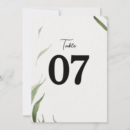 Elegante Dusty Greenery Trouwtafelnummers (Voorkant)