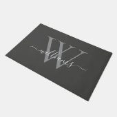 Elegante Dusty Grey Custom Monogram Script Naam Deurmat (Schuin)