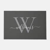 Elegante Dusty Grey Custom Monogram Script Naam Deurmat (Voorkant)