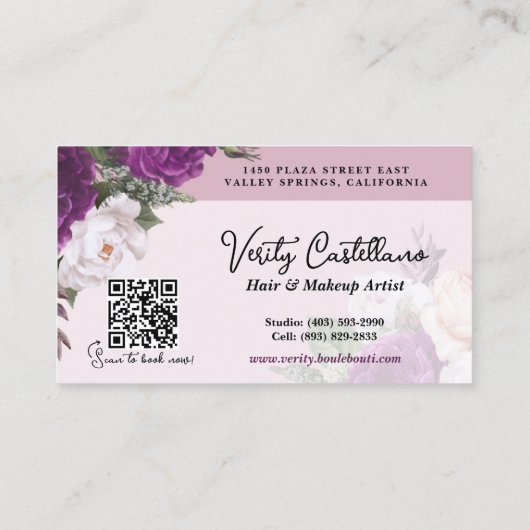 Elegante Dusty Mauve Bloemensalon Stylist QR Visitekaartje (Achterkant)
