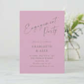 Elegante Dusty Mauve Calligraphy Engagement Party Kaart (Staand voorkant)