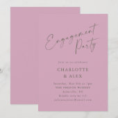 Elegante Dusty Mauve Calligraphy Engagement Party Kaart (Voorkant / Achterkant)