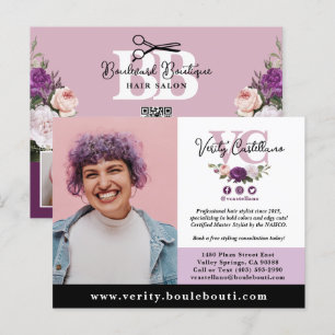 Elegante Dusty Mauve Floral Salon Fotomarketing Briefkaart