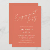 Elegante Dusty Oranje Script Engagement Party Kaart (Voorkant / Achterkant)