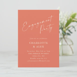 Elegante Dusty Oranje Script Engagement Party Kaart