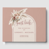 Elegante Dusty Pink Pampas Rozen Boho Boog Huwelij Gastenboek (Voorkant)