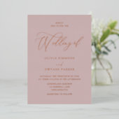Elegante Dusty Pink Wedding Roos Gold Folie Uitnodiging (Staand Voorkant)