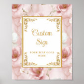 Elegante Dusty Roze Goud Bloemen Huwelijk Custom S Poster (Voorkant)