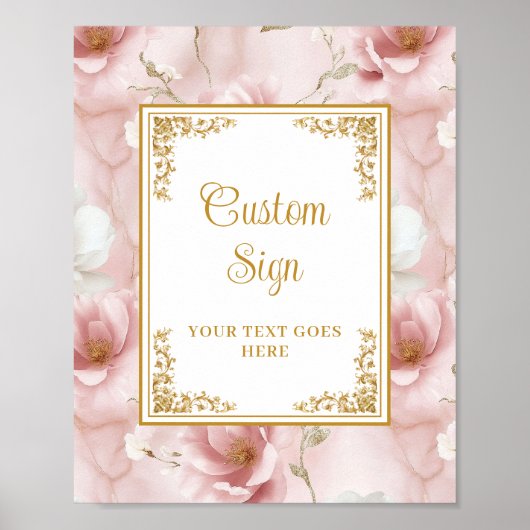 Elegante Dusty Roze Goud Bloemen Huwelijk Custom S Poster (Voorkant)