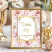 Elegante Dusty Roze Goud Bloemen Huwelijk Custom S Poster