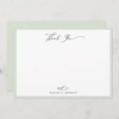 Elegante Dusty Sage Kalligrafie Dank u Notitiekaartje (Voorkant / Achterkant)
