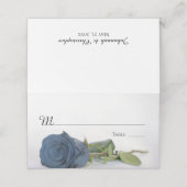 Elegante Dusty Steel Blue Roos Wedding Write-In Plaatskaartje (Buitenkant ongevouwen)