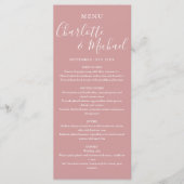 Elegante Duty Rose handgeschreven trouwmenu Menu (Voorkant)