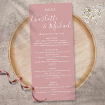 Elegante Duty Rose handgeschreven trouwmenu
