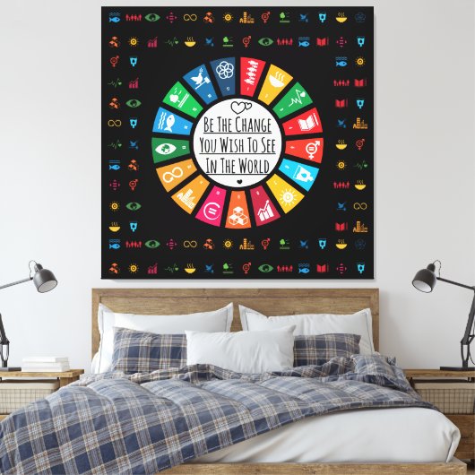 Elegante duurzaamheidsdoelen Inspirerend Canvas Afdruk (Insitu (Slaapkamer))