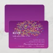 Elegante Dwergpapegaaien Cassis Paars Trouwantwoor RSVP Kaartje (Voorkant / Achterkant)