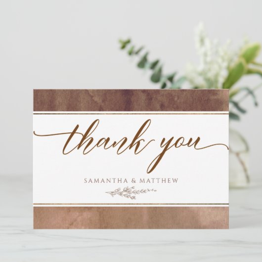 Elegante, Earth Warme Tones Waterverf Bedankkaart (Staand voorkant)