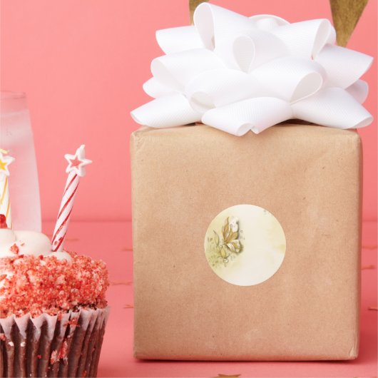 Elegante Earthy Butterfly Classic ronde stickers (Feest)