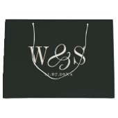 Elegante ebbenhouten initiaal bruidsparen groot cadeauzakje (Voorkant)