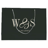 Elegante ebbenhouten initiaal bruidsparen groot cadeauzakje (Achterkant)