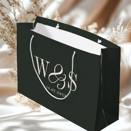 Elegante ebbenhouten initiaal bruidsparen groot cadeauzakje