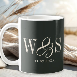 Elegante ebbenhouten initiaal huwelijksparen koffiemok