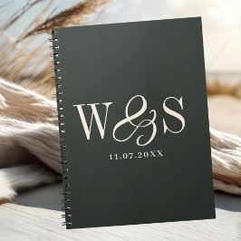 Elegante ebbenhouten initiaal trouwparen notitieboek