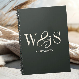 Elegante ebbenhouten initiaal trouwparen notitieboek
