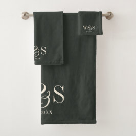 Elegante ebbenhouten initiële huwelijksparen bad handdoek