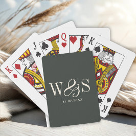 Elegante ebbenhouten initiële huwelijksparen pokerkaarten