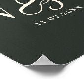 Elegante ebbenhouten koppel initials bruiloft poster (Hoek)