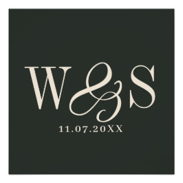 Elegante ebbenhouten paar initialen bruiloft perfect poster