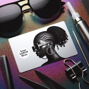 Elegante Ebony Zwarte Vrouwen Kapsalon Branding Visitekaartje