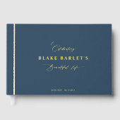 Elegante echte Folie, Blue Funeral / Life Celebrat Gastenboek (Voorkant)