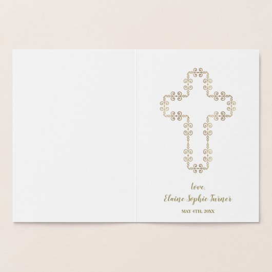 Elegante echte goud folie meisje eerste heilige co folie kaarten (Binnen)