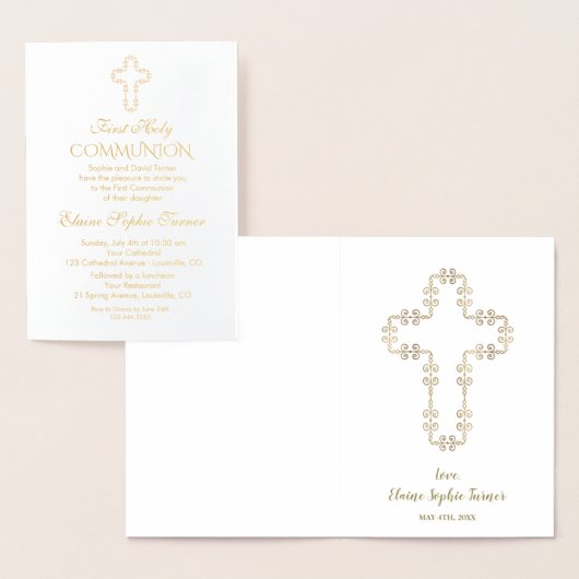 Elegante echte goud folie meisje eerste heilige co folie kaarten (Display)