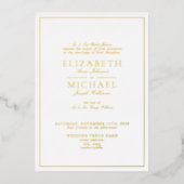 Elegante echte goud folie witte script trouw uitnodiging (Voorkant)
