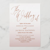 Elegante Echte Gouden Blush Roze bruiloft Folie Uitnodiging (Voorkant)