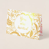 Elegante Echte Gouden Folie Bloemen Bruiloft Uitno Folie Kaarten (Voorkant)