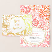 Elegante Echte Gouden Folie Bloemen Bruiloft Uitno Folie Kaarten (Display)