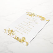 Elegante Echte Gouden Folie Bloemen Kant Script Tr Folie Uitnodiging (Gedraaid)