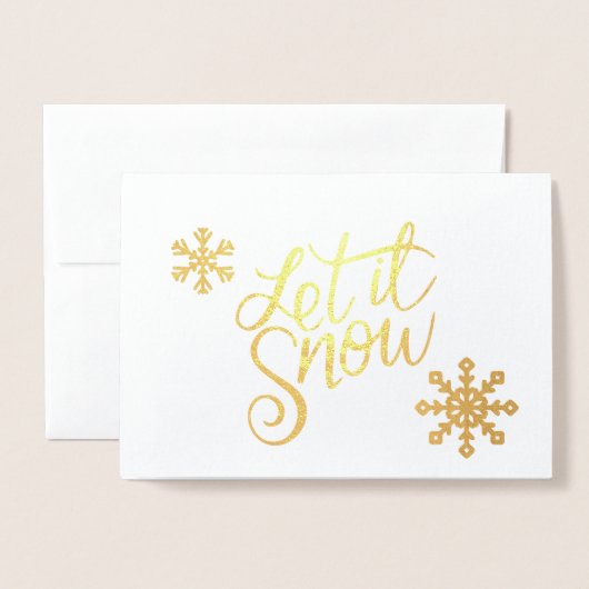elegante echte gouden folie Laat het sneeuwkerst Folie Kaarten (Voorkant met envelop)