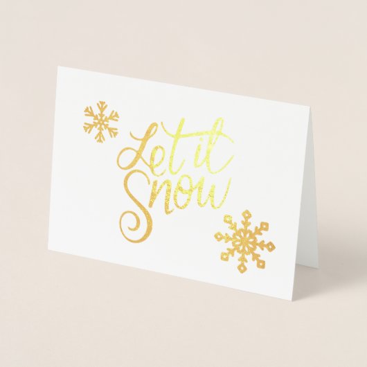 elegante echte gouden folie Laat het sneeuwkerst Folie Kaarten (Voorkant)