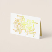 Elegante Echte Gouden Folie Vrolijke Kerstvakantie Folie Kaarten (Voorkant)