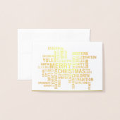 Elegante Echte Gouden Folie Vrolijke Kerstvakantie Folie Kaarten (Voorkant met envelop)
