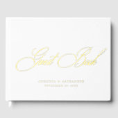 Elegante Echte Gouden Folie & Witte Huwelijk Gastenboek (Voorkant)